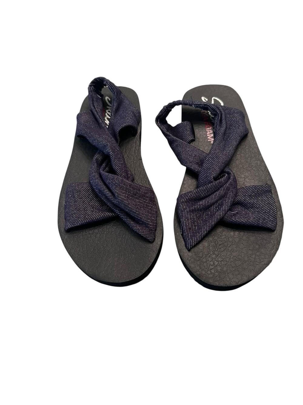 Skechers Yoga Foam Women’s 6 Meditation Studio denim twisted slingback sandals